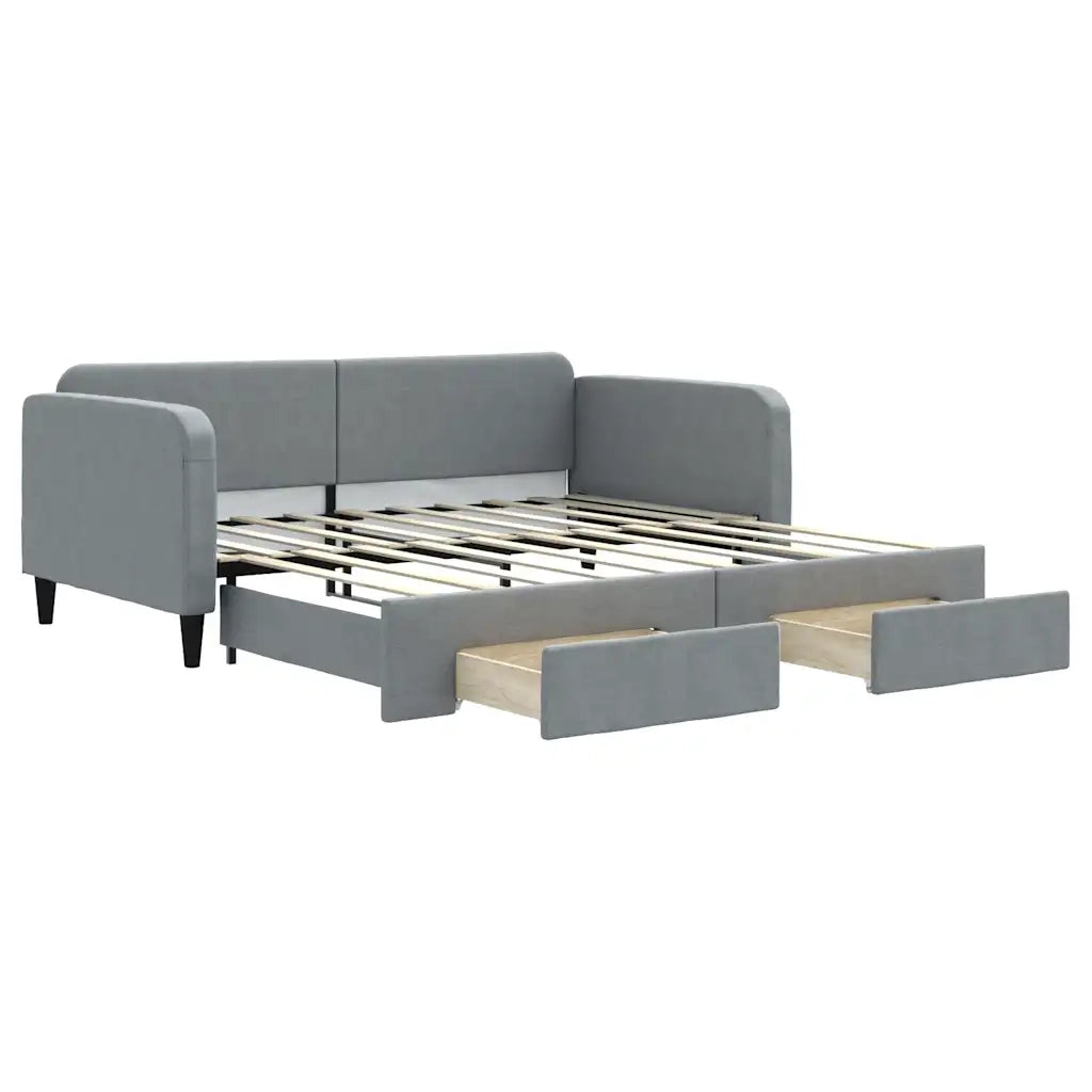 Divano Letto Estraibile Cassetti Grigio Chiaro 100x190 Tessuto 3196895