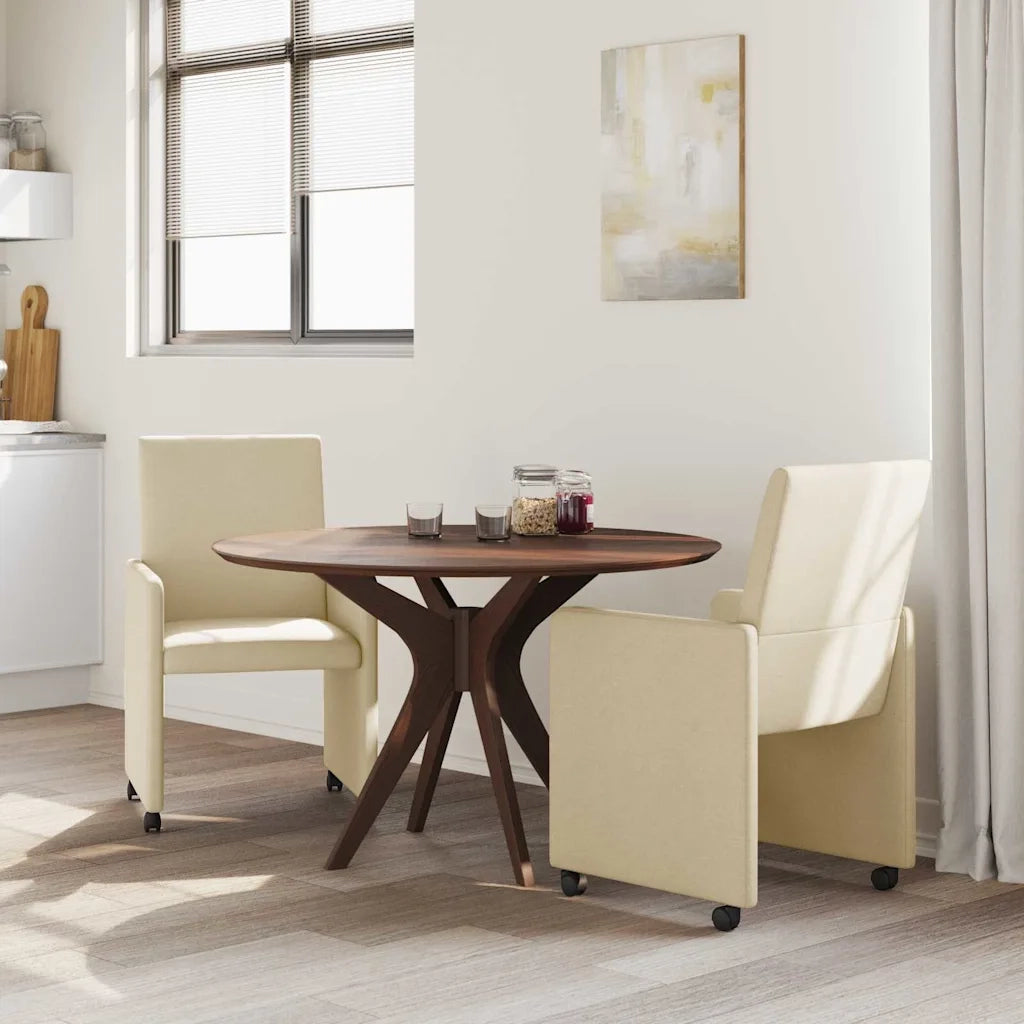 Sedie da Pranzo con Ruote 2 pz | Sedie da cucina Crema 57 x 66 x 94 cm Tessuto