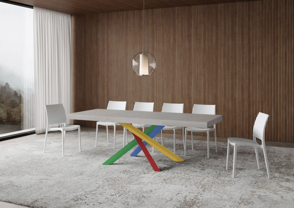 Tavolo Allungabile 140/400x90 cm Volantis Premium Cashmere Gambe Multicolore 4/B