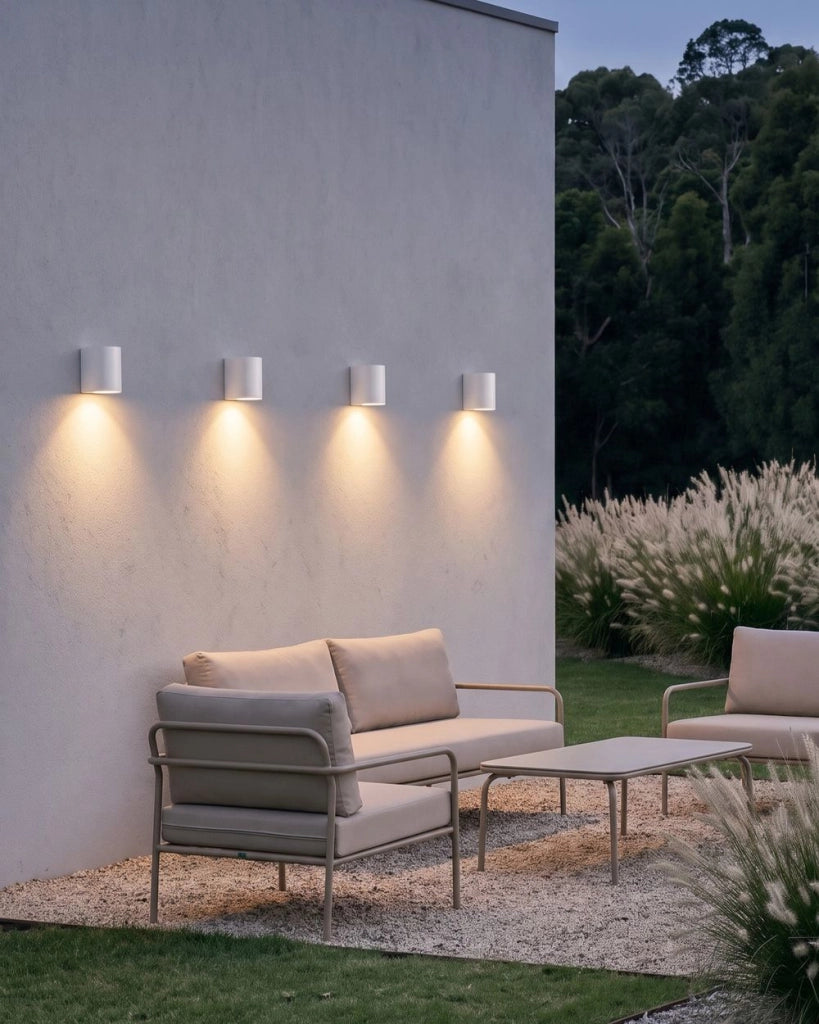 Set di 4 lampade da esterno per pareti esterne, 8 cm, in metallo e alluminio, moderne, bianco