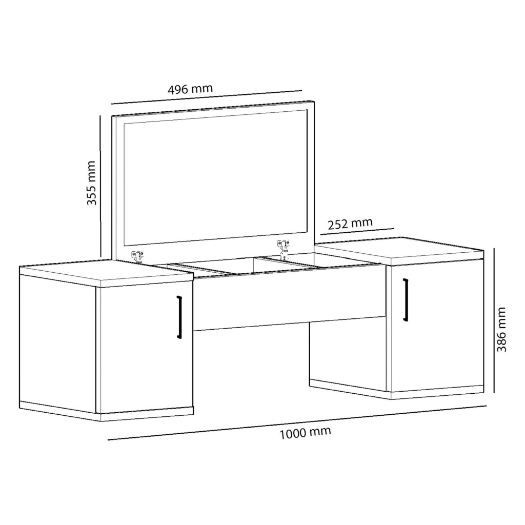 Mobile da Trucco Cicerale, Toeletta Specchio Incluso, 100x35x74h cm Bianco