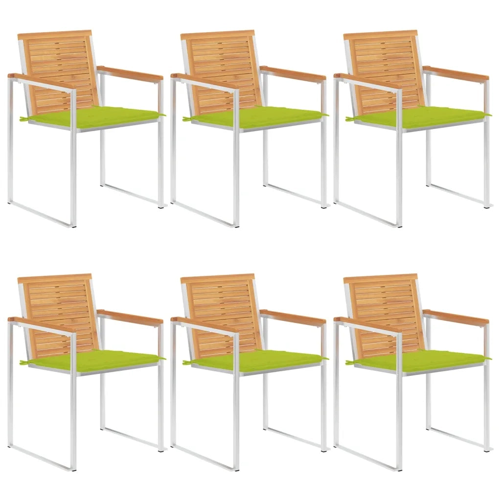 Sedie da Giardino con Cuscini 6 pz in Legno Massello di Teak