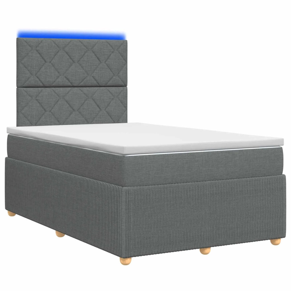 Letto Box Spring LED con Materasso Grigio Scuro 120 x 200 cm 3455840