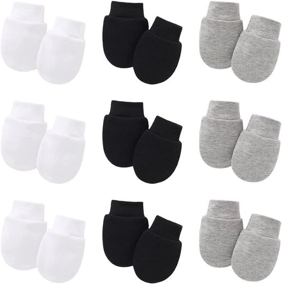 9 Paia di Manopole per Bambini in Cotone Anti-Scorrevoli per Neonati Unisex 0-6 Mesi