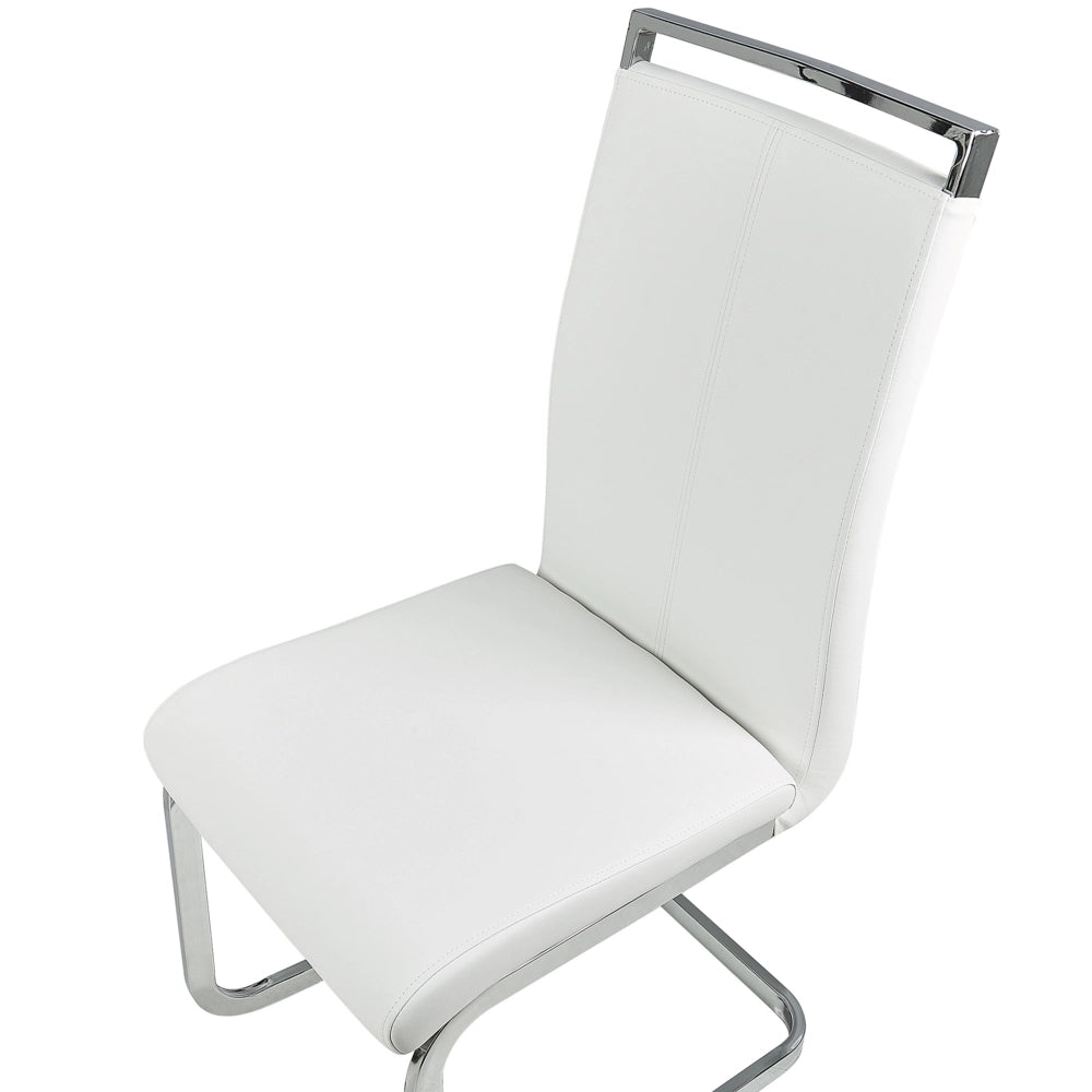 Set di 2 sedie da pranzo bianche con sedile imbottito in ecopelle con schienale alto per sale conferenze a sbalzo moderne