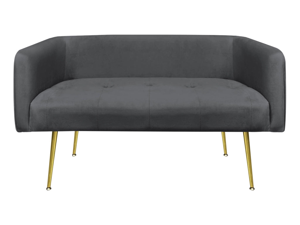 Divano Due Posti In Velluto Gambe In Acciaio Color Oro Divanetto 2 Persone 126x49x57 Cm Design Moderno Soggiorno Panca Pie Di Letto - Stone