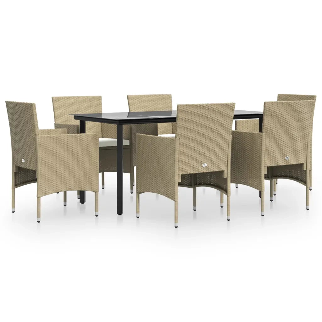 Set da Pranzo da Giardino 7 pz con Cuscini Beige e Nero cod mxl 40024