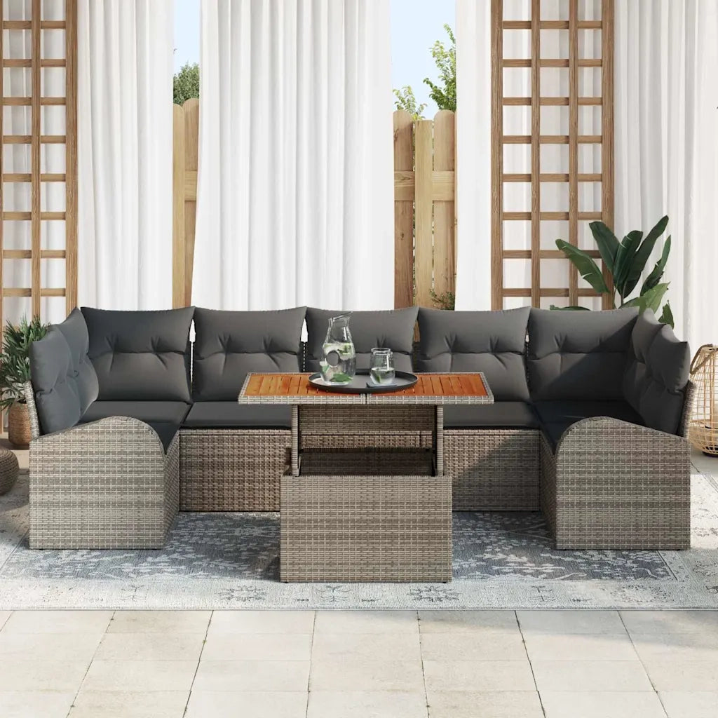 Set Divano da Giardino 8 pcs Grigio Poly Rattan 3358288