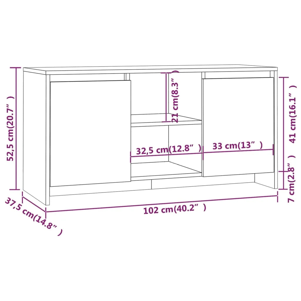 Mobile TV multimediale mensola TV credenza mobile TV sala da pranzo soggiorno camera da letto 102 x 37,5 x 52,5 cm legno ingegnerizzato bianco 02_0025610