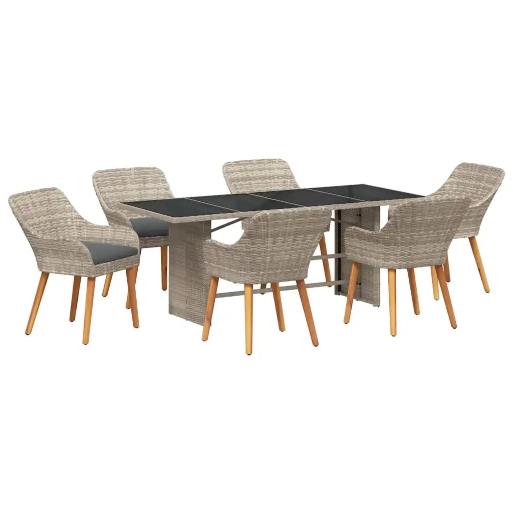 Set da Pranzo per Giardino 7 pcs Grigio chiaro polyrattan 3261633