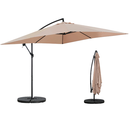 Ombrellone da Giardino Palo Laterale Copertura in Poliestere Cappuccino 3x3 Metri