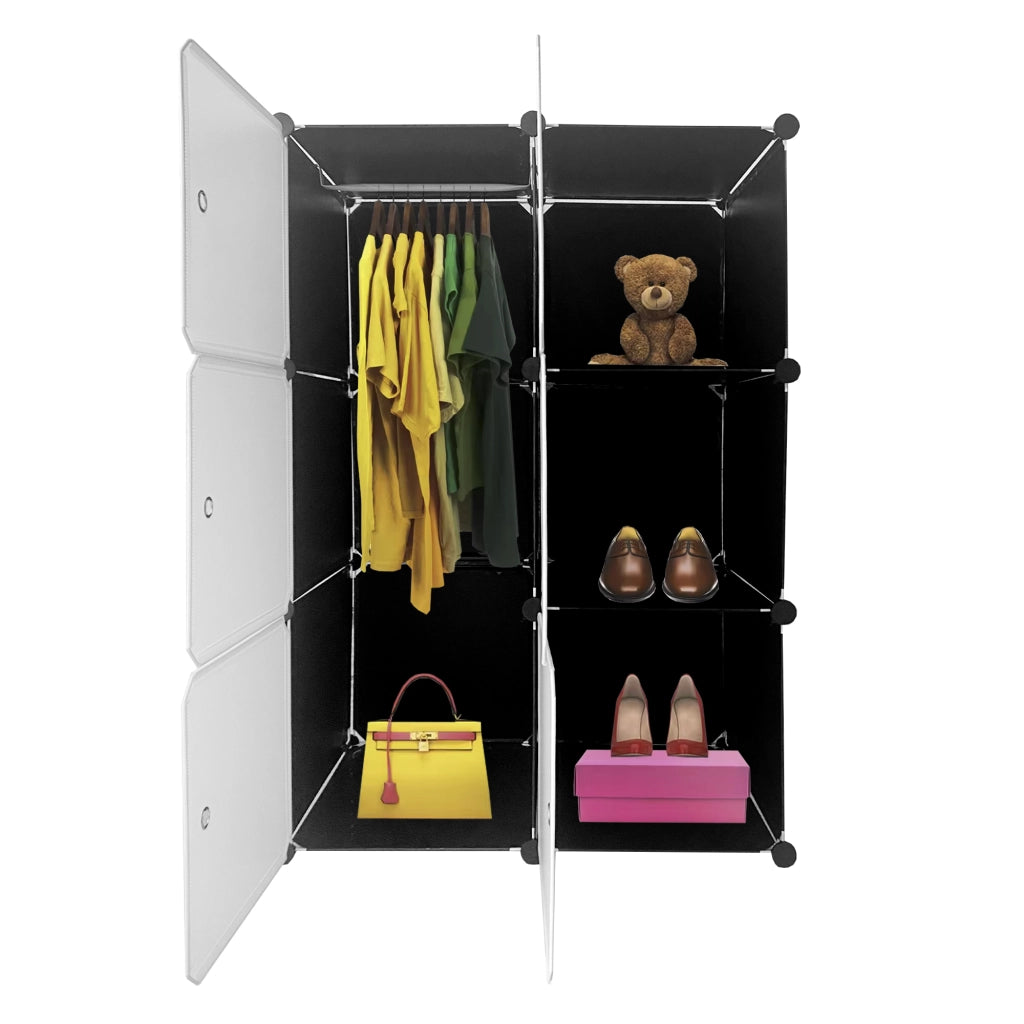 Cubo personalizzabile Guardaroba Boxed Basic Nyana Home 6 Cubes/Doors Organizzazione domestica Appendiabiti Scarpiera 110x75x47cm Nero