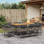 Set da Pranzo da Giardino 11pz con Cuscini in Polyrattan Grigio 3211394