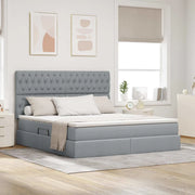 Letto con contenitore e LED con led Grigio chiaro 180 x 200 cm