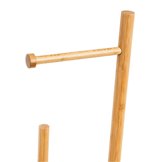 Piantana Portarotolo e Portascopino Porta Carta Igienica Bambù Colore Naturale