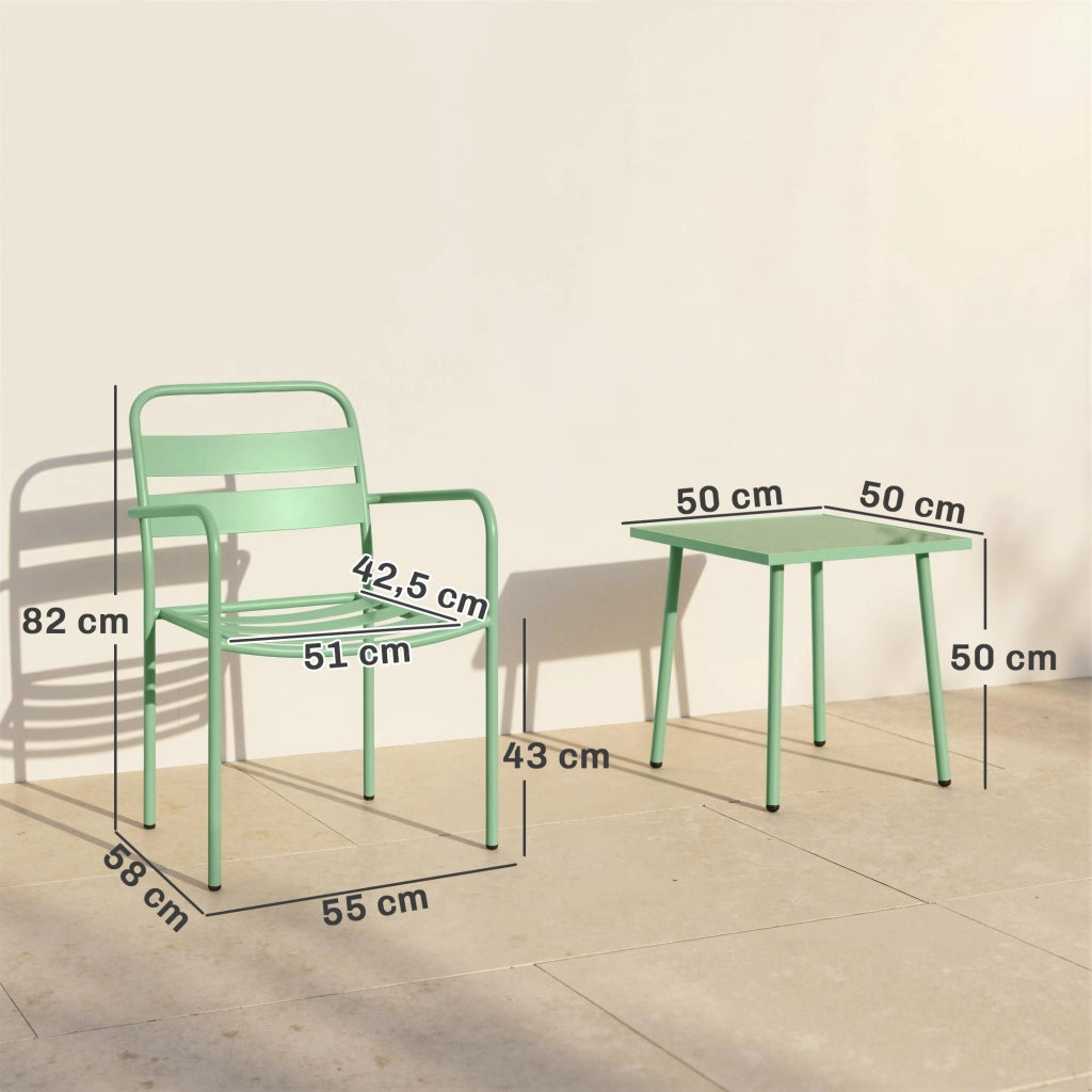 Set da giardino 3 pezzi ¨C zephmum ¨C tavolino in vetro e 2 sedie, verde