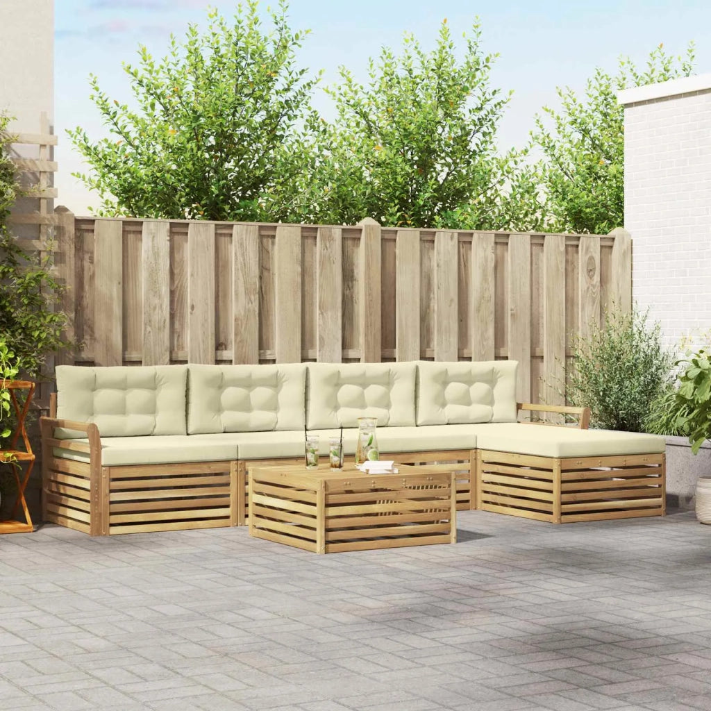 Set di divani da esterno 6 pcs Bianco e Crema 79 x 79 x 37 cm 3390365