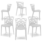 Set 6 sedie in polipropilene ARMONIA, impilabile, resistente ai raggi UV, design moderno, ideale per sala da pranzo, cucina, sala d’attesa, bar, ristoranti o giardino, colore Bianco