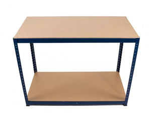 Banco da lavoro, Tavolo da Lavoro da Officina in Acciaio con Ripiano in MDF, Super Resistente e Solido, per Garage, Offi