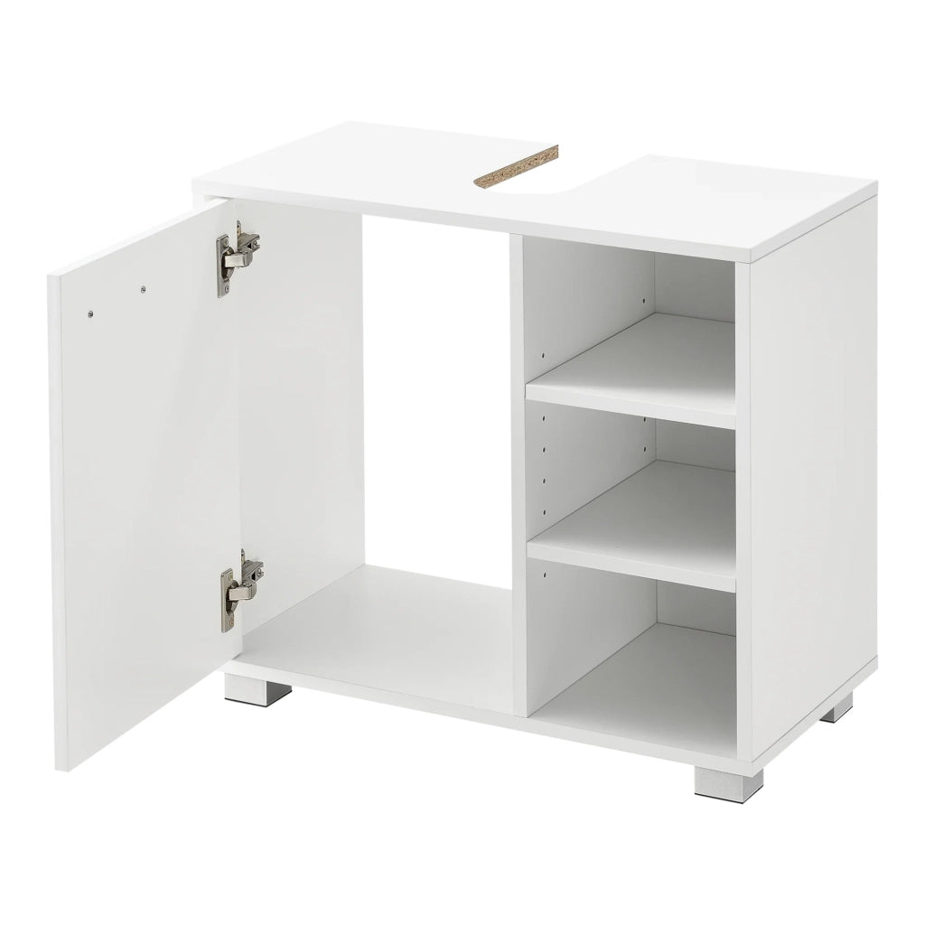 Mobiletto sottolavabo di design mobiletto portaoggetti per il bagno con 3 ripiani pannello di particelle rivestito in melaminico 56 x 60 x 31 cm bianco 03_0005856