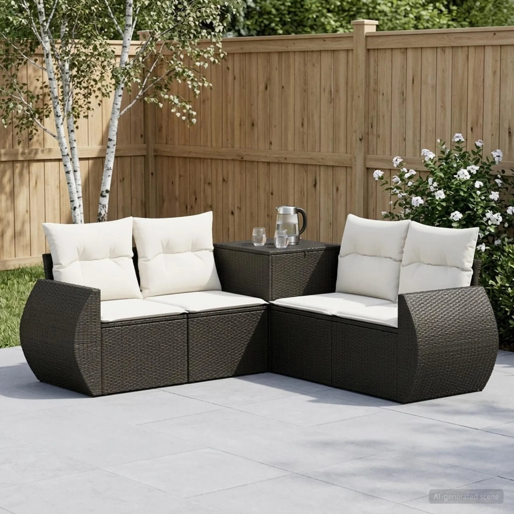 Set di divani 5 pz Nero e Bianco Crema 3447889
