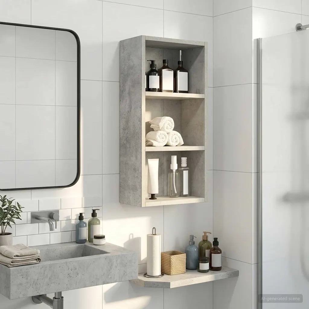 Armadio da bagno a muro Grigio Cemento 30 x 16 x 62,5 cm
