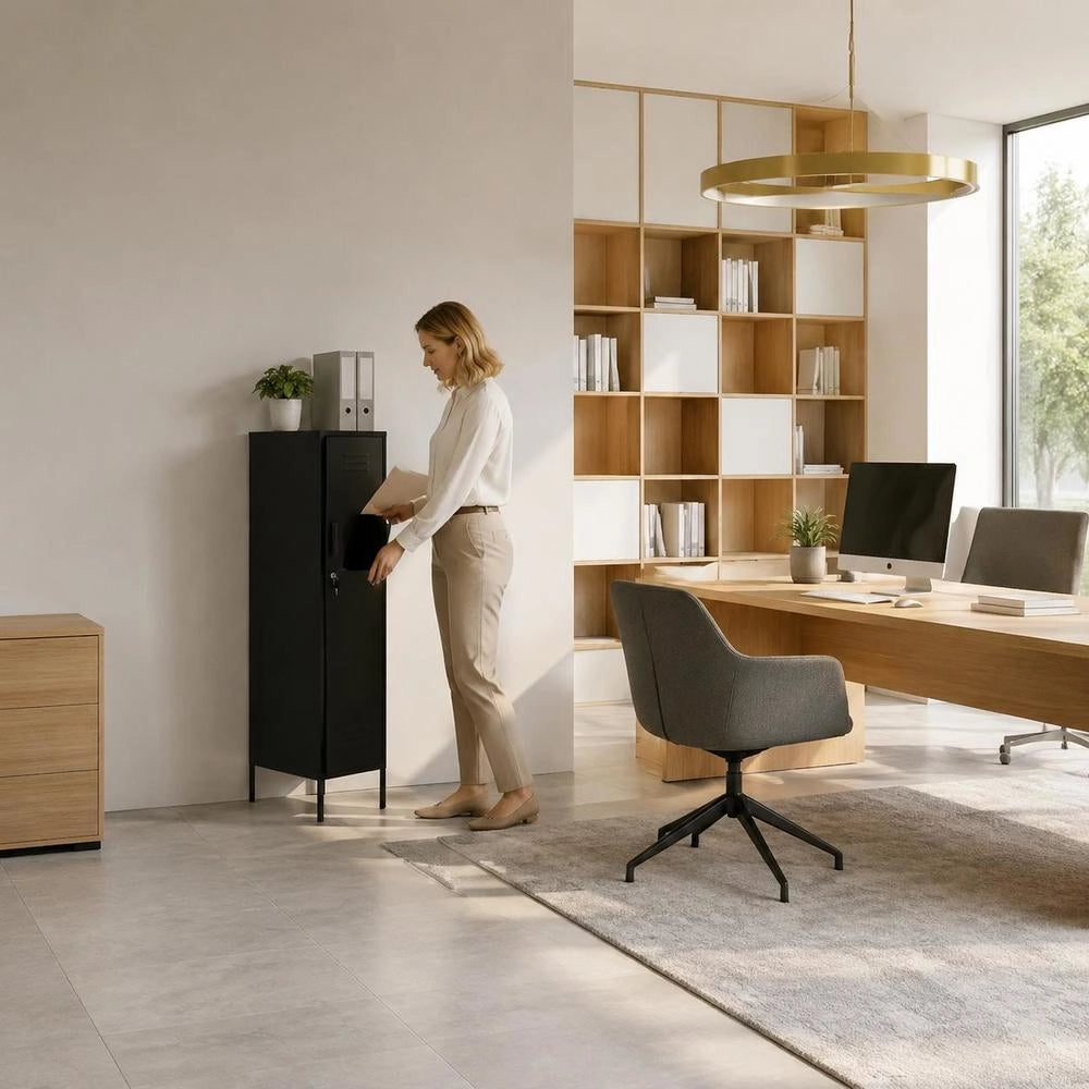 Locker Cabinet, Black, 35x46x180 Cm, Steel