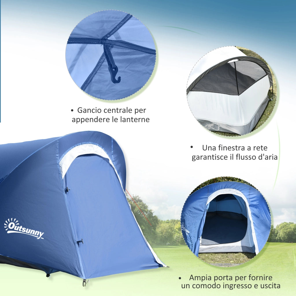 Easycomfort Tenda da Campeggio in Poliestere e Tessuto Oxford con Gancio Interno e Finestre a Rete, 265x140x95 cm