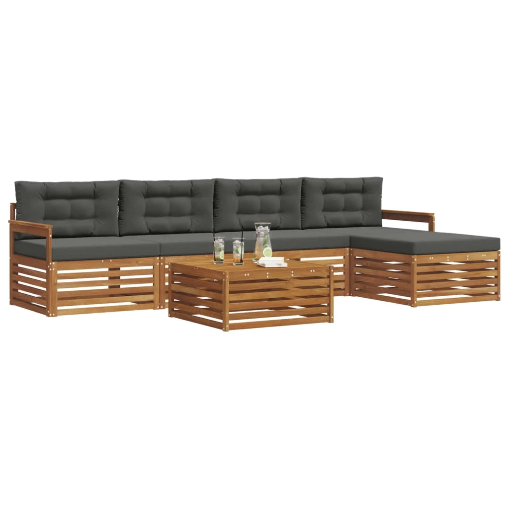 Set di divani da esterno con cuscino 6 pcs Naturale e Antracite