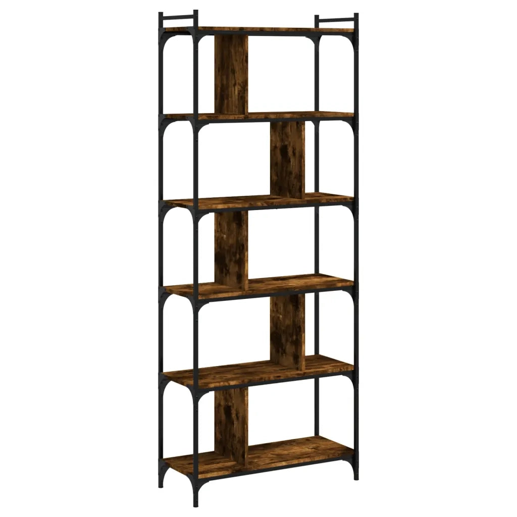 Libreria Rovere Fumo 6 Ripiani 76x32x192 cm Legno Multistrato 833947