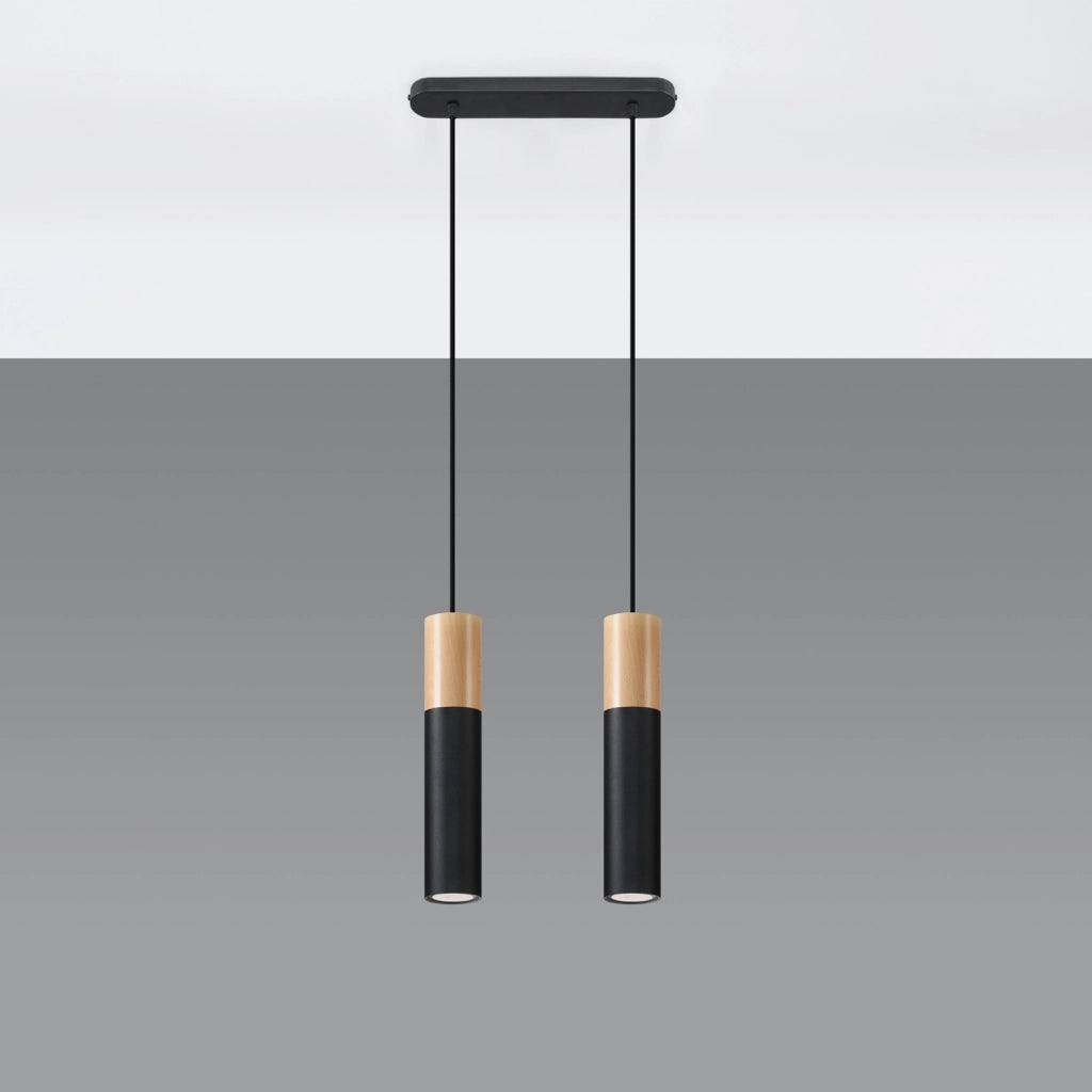 Lampada a sospensione MARCOS 2 nera legno GU10 Pure Lume