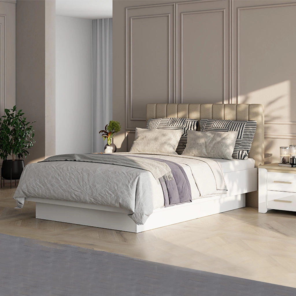 Letto Matrimoniale Byron, Letto Matrimoniale Dimensione Materasso 160x200 cm, Bianco