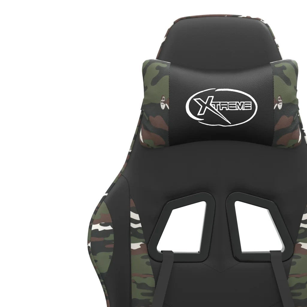 Sedia da Gaming | Sedia da e-sports Girevole Nero e Mimetico in Similpelle