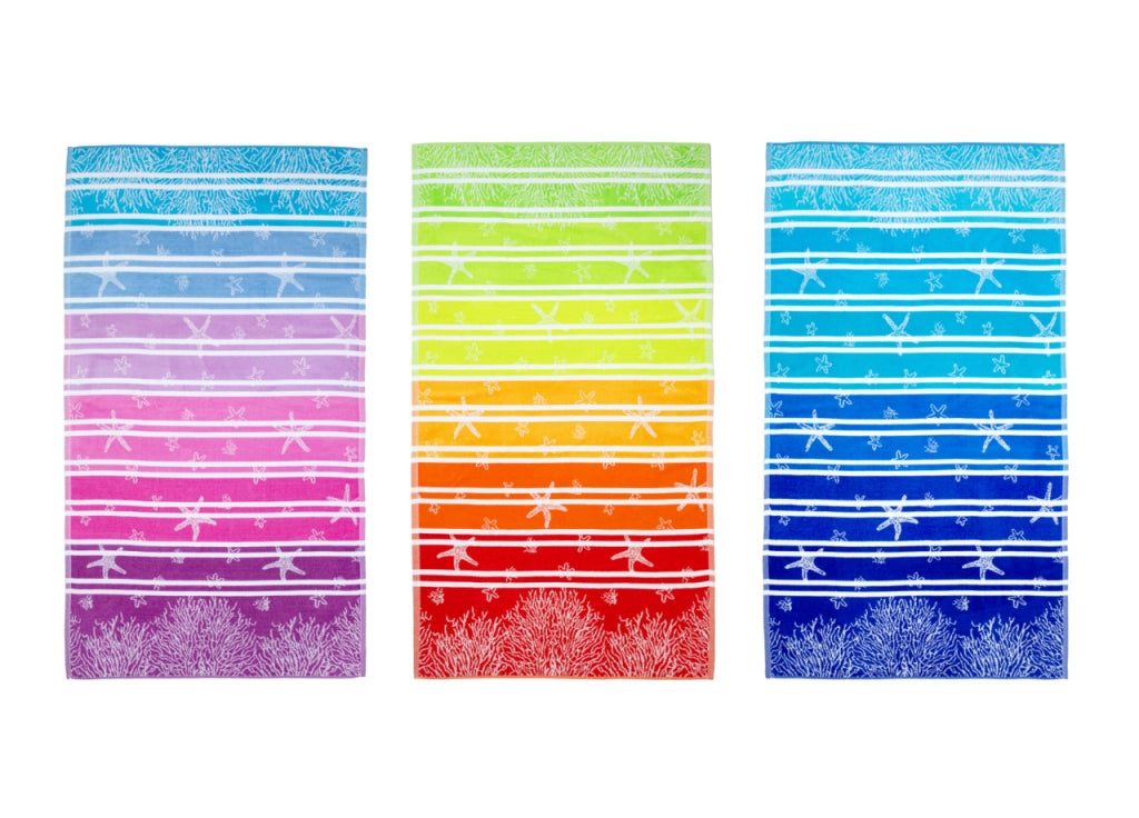 Telo Mare Jacquard Spugna Asciugamano Spiaggia Disegno Lanzarote Degradè - Telo Mare - Multicolor