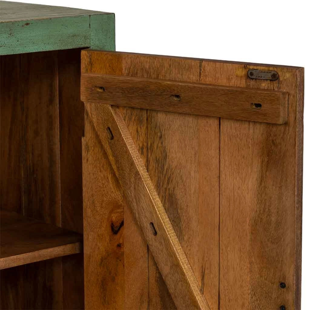 Credenza artigianale in legno verde 135x40x90h cm