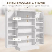 Armadio da Cucina con 5 Ripiani Centrali e 2 Ripiani Laterali a 6 Livelli, in MDF, 60x30x104 cm, Bianco