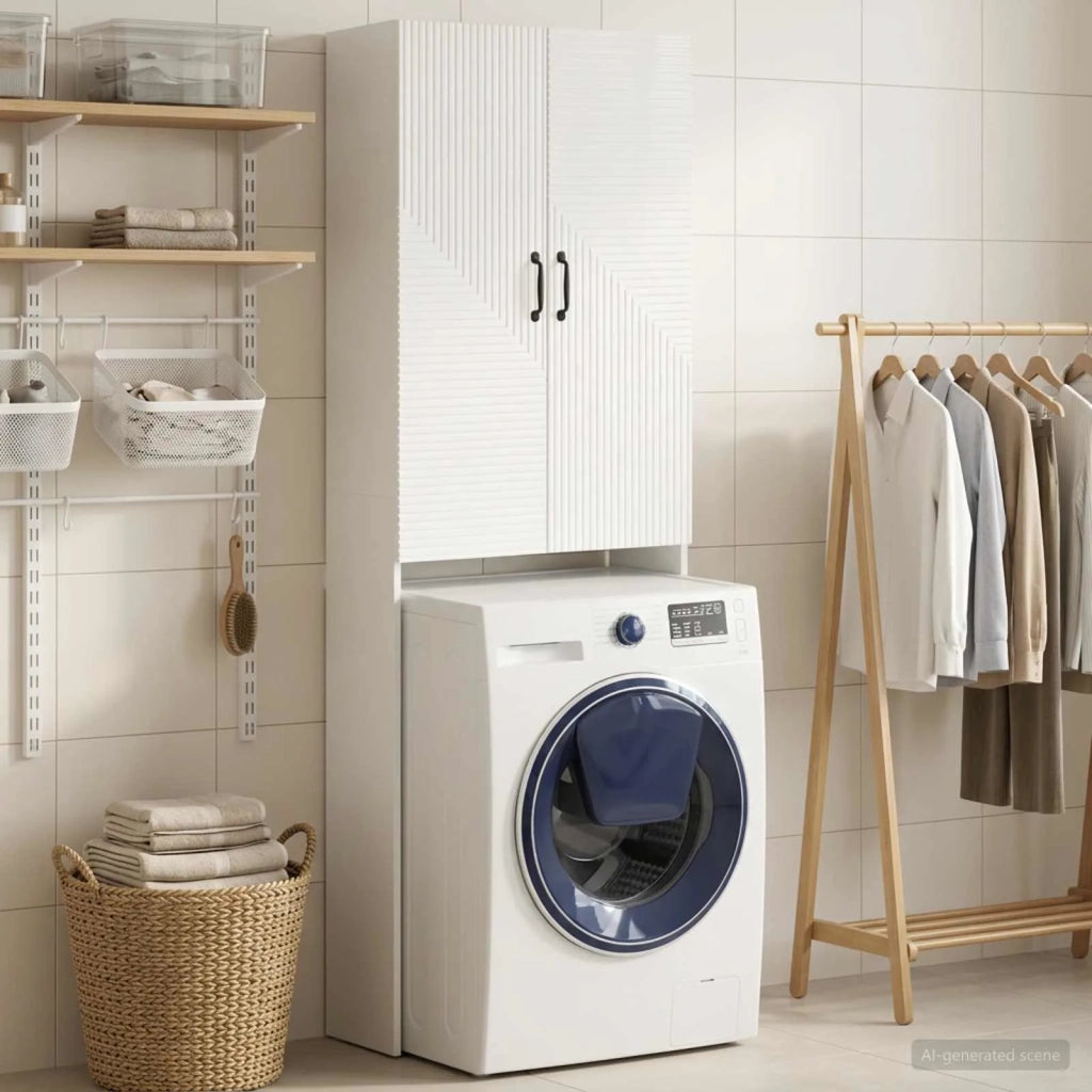 Mobile Bagno HAARLEM Bianco Lucido 66 x 25,5 x 190 cm 896919