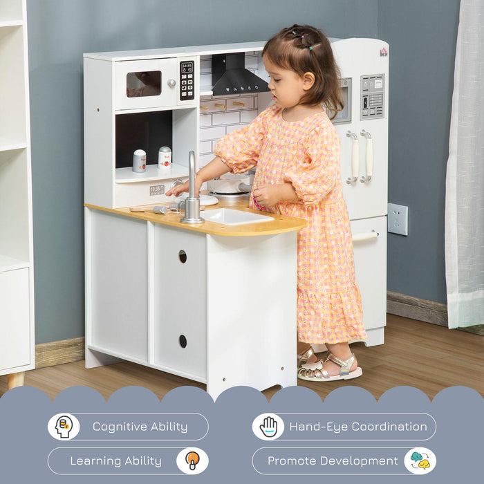 Cucina Giocattolo per Bambini 82x65x87 cm in Legno Bianco