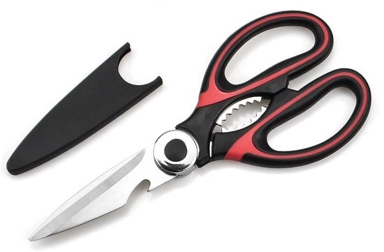 Coltello da cucina in acciaio inox di alta qualità - Coltello multifunzionale - Coltello da carne ultra affilato - Frantumatore di noci - Apripomodori - Manico antiscivolo - Coltello da cucina