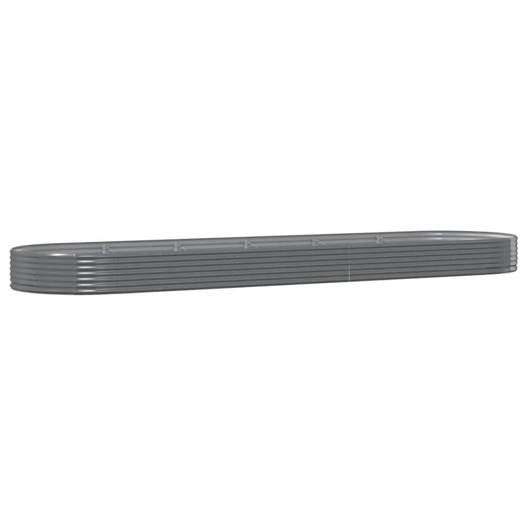 Vassoio per fioriera aiuola rialzata piante fiori terrazza giardino giardino acciaio verniciato a polvere 523 x 140 x 36 cm grigio 02_0039672
