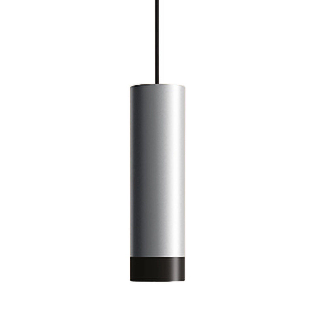 Tubotto Lampada a Sospensione LED Dimmerabile 8W 2700K in Alluminio Anodizzato Nero e Argento Design Moderno per Interni di Alta Qualità