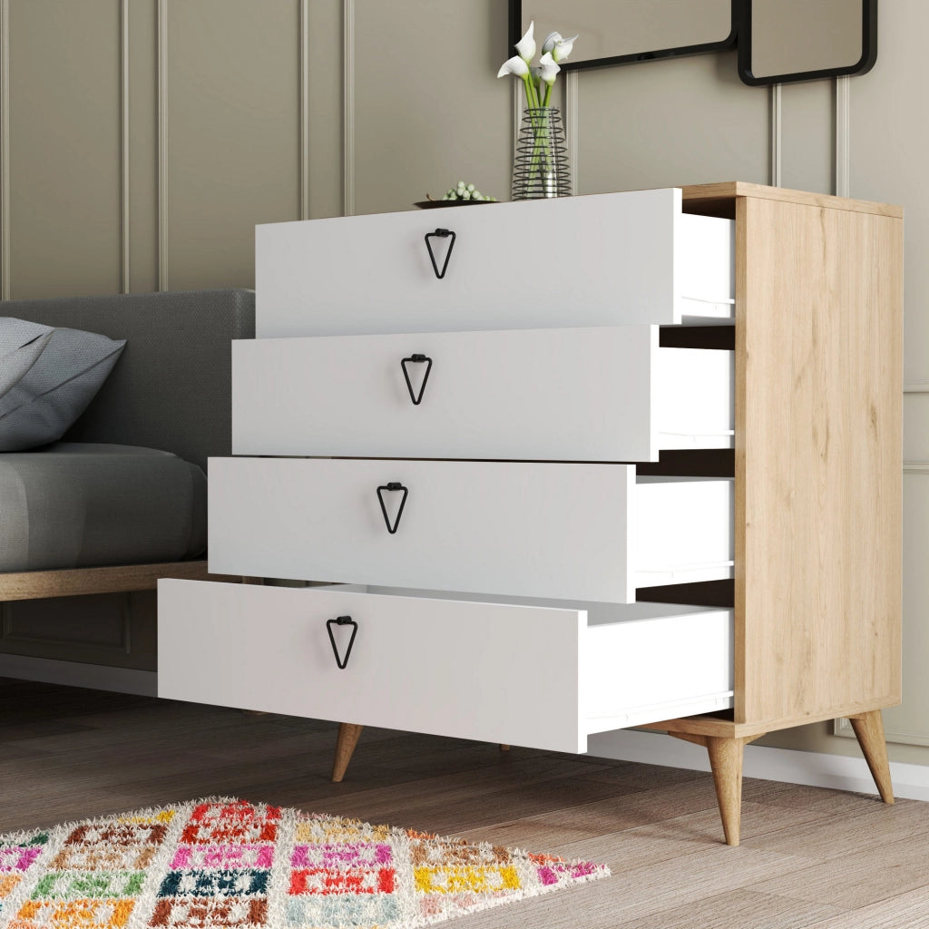 Cassettiera in legno "Versa-Ce" - 80 x 45 x 90 cm - Bianco