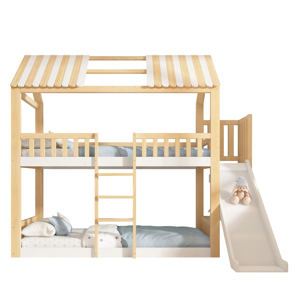 Letto a castello con tetto a capanna in legno 90x200 cm