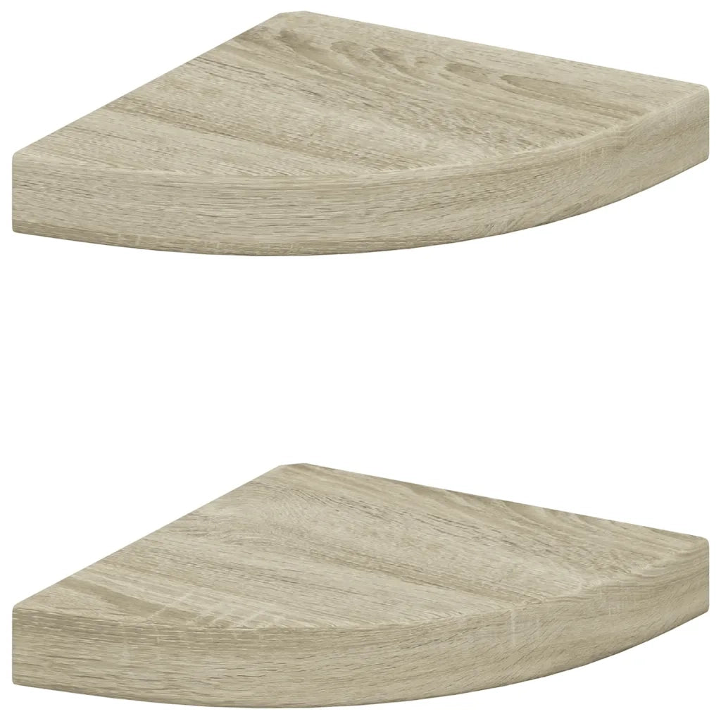 Scaffali Angolari a Parete 2 pz Rovere 25x25x3,8 cm MDF