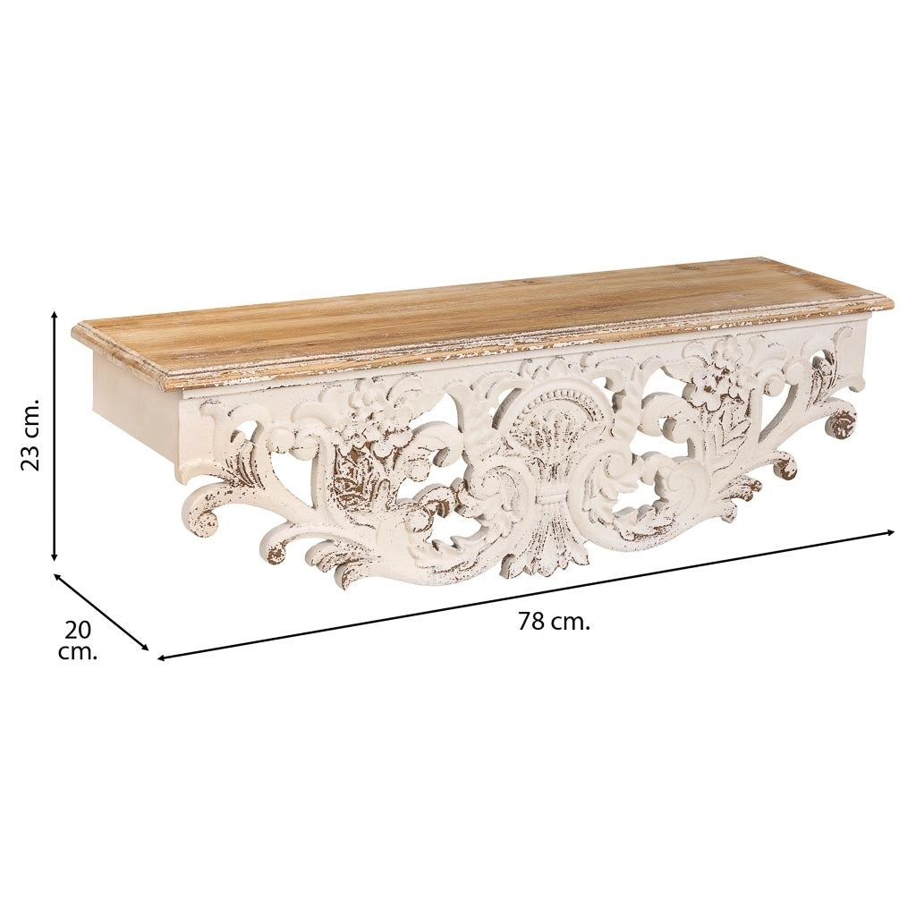 Mensola in legno bianco 78x20x23h cm
