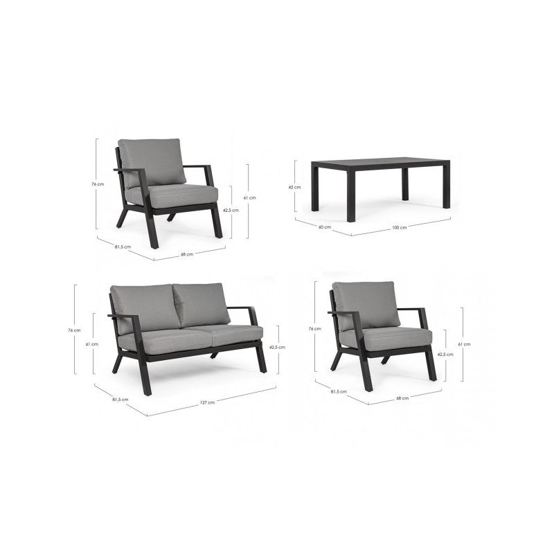 Set da giardino salotto antracite YK13 4 pezzi