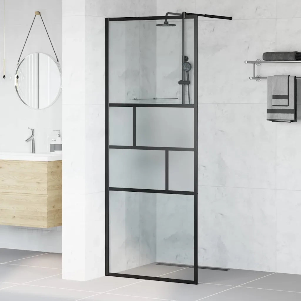 Parete Doccia Walk-in Nero 80 x 195 x 0.5 cm Vetro e Alluminio 42025247