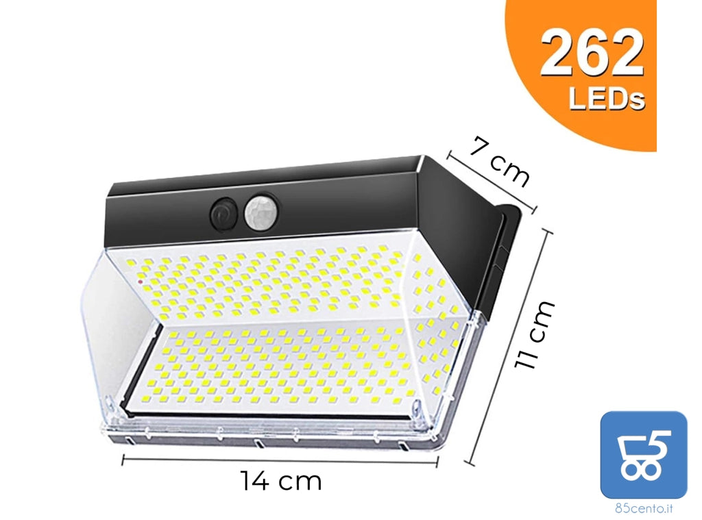 Luci Di Sicurezza Solare A 262 LED Per Esterni 3 Modalità Sensore Di Movimento Impermeabile 6000K