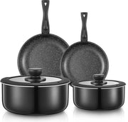 Set di pentole 8 pezzi - manici rimovibili - 2 coperchi - 20/28 cm - 26/14 l - induzione - resistente a lavastoviglie - resistente al forno
