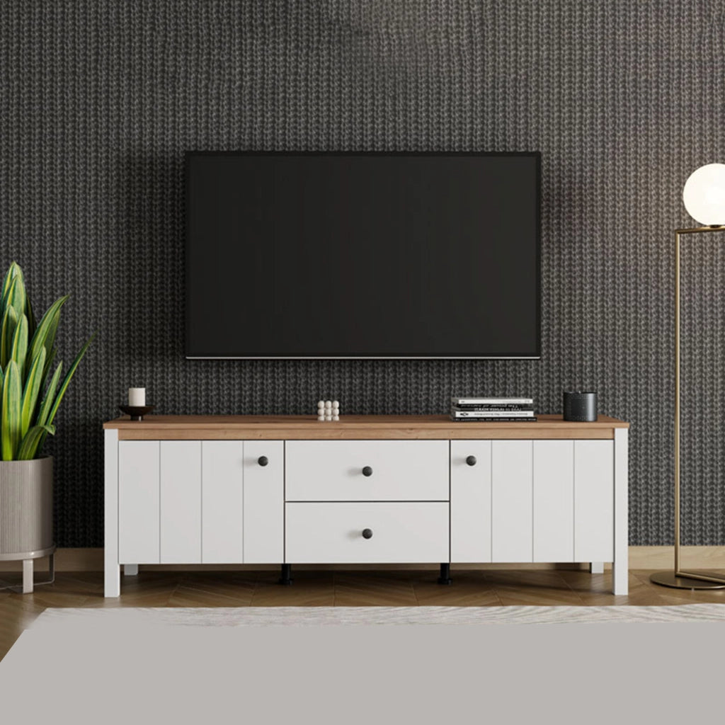 Zavatt, Mobile Porta tv un Cassetto, 163x40x53h cm Bianco Opaco